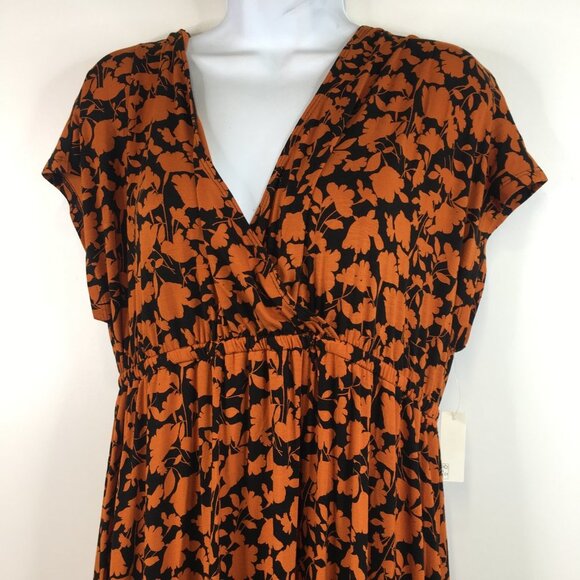 NWT Amazon Essentials Rusted Orange Floral Maxi Dress Size L - Picture 4 of 10